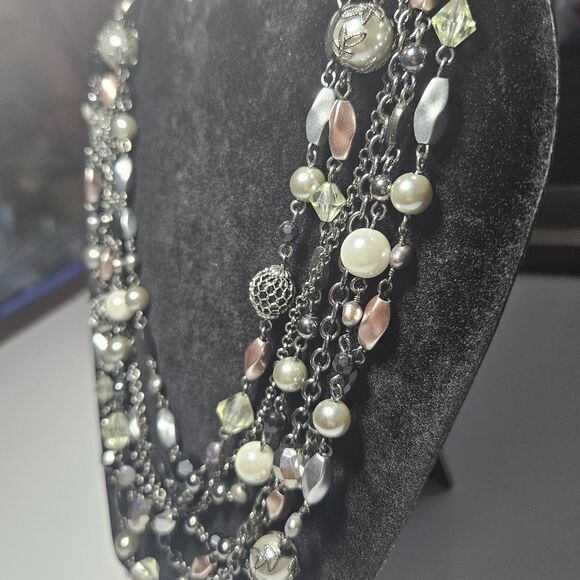 **Sale** Lia Sophia "Katie" Hematite Freshwater Pearl Multi-Strand Neck 22-25" - Picture 5 of 13